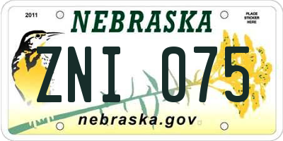 NE license plate ZNI075