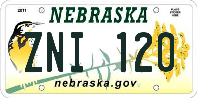 NE license plate ZNI120