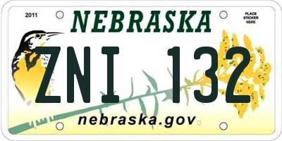 NE license plate ZNI132