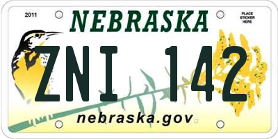 NE license plate ZNI142