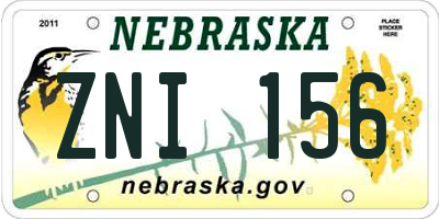 NE license plate ZNI156