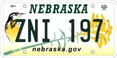 NE license plate ZNI197