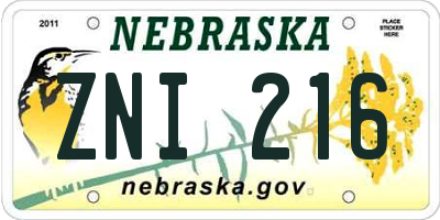 NE license plate ZNI216