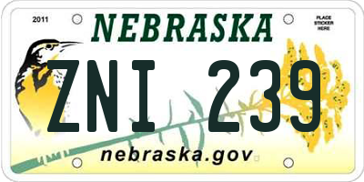 NE license plate ZNI239