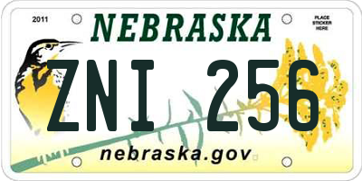 NE license plate ZNI256