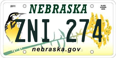 NE license plate ZNI274