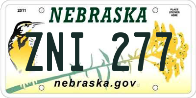 NE license plate ZNI277