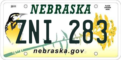 NE license plate ZNI283