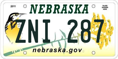 NE license plate ZNI287