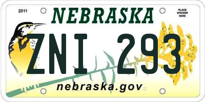 NE license plate ZNI293