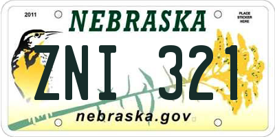 NE license plate ZNI321
