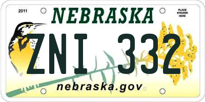 NE license plate ZNI332