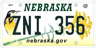 NE license plate ZNI356