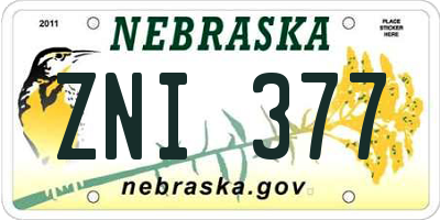 NE license plate ZNI377