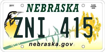 NE license plate ZNI415
