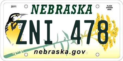 NE license plate ZNI478