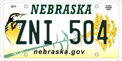 NE license plate ZNI504