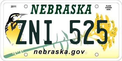 NE license plate ZNI525