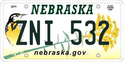 NE license plate ZNI532