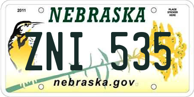 NE license plate ZNI535