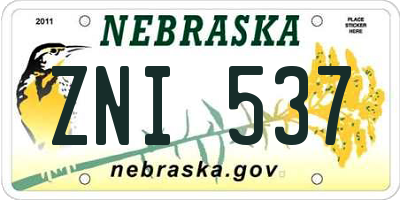 NE license plate ZNI537