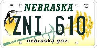 NE license plate ZNI610