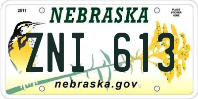 NE license plate ZNI613