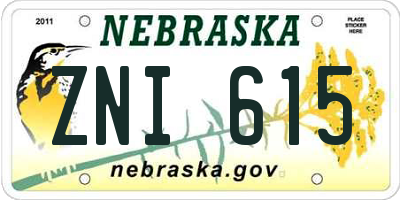 NE license plate ZNI615