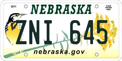 NE license plate ZNI645
