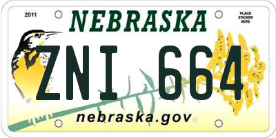 NE license plate ZNI664