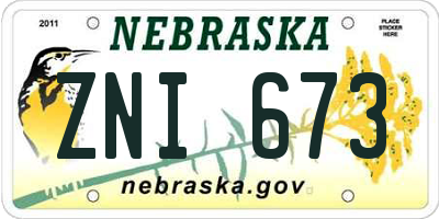 NE license plate ZNI673