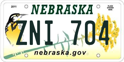 NE license plate ZNI704