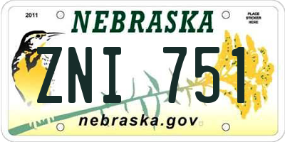 NE license plate ZNI751