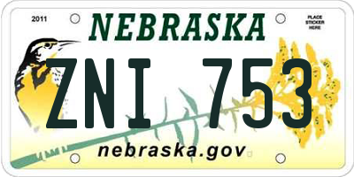 NE license plate ZNI753