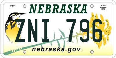 NE license plate ZNI796