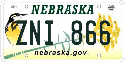 NE license plate ZNI866