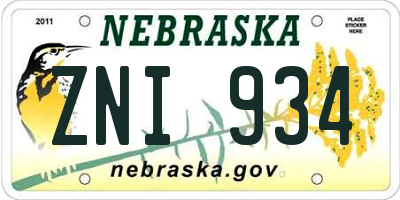 NE license plate ZNI934