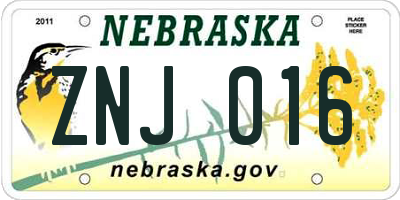 NE license plate ZNJ016