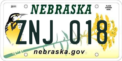 NE license plate ZNJ018