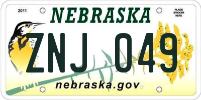NE license plate ZNJ049