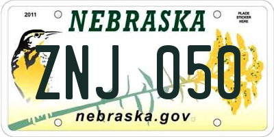 NE license plate ZNJ050