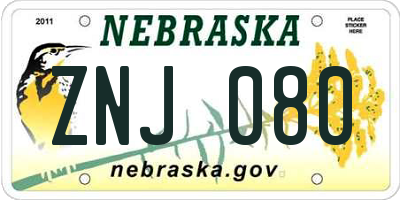 NE license plate ZNJ080