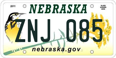NE license plate ZNJ085