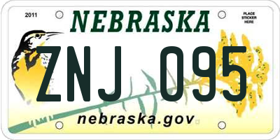NE license plate ZNJ095