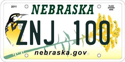 NE license plate ZNJ100
