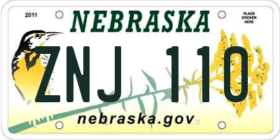 NE license plate ZNJ110