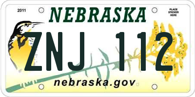 NE license plate ZNJ112