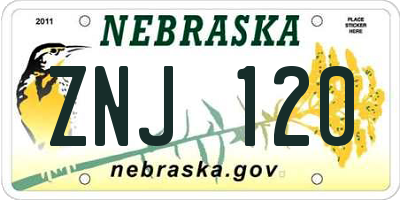 NE license plate ZNJ120
