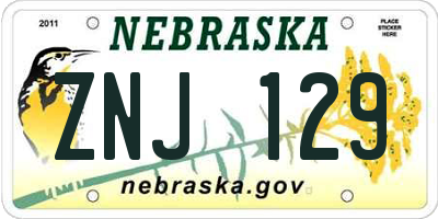 NE license plate ZNJ129