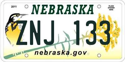 NE license plate ZNJ133